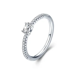 (bilde for) Pandora Style Silver Clear Stone Ring - SCR524