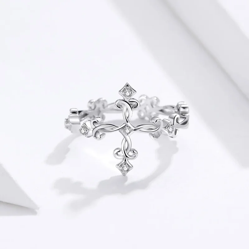 (bilde for) Pandora Style Silver Cross Open Ring - BSR041 - Vis 4