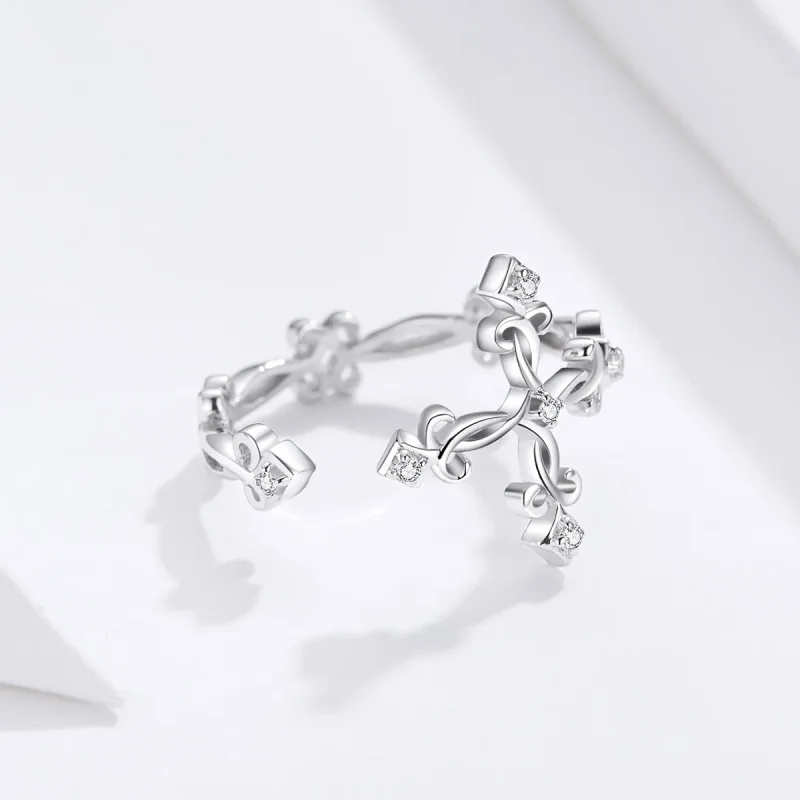 (bilde for) Pandora Style Silver Cross Open Ring - BSR041 - Vis 5