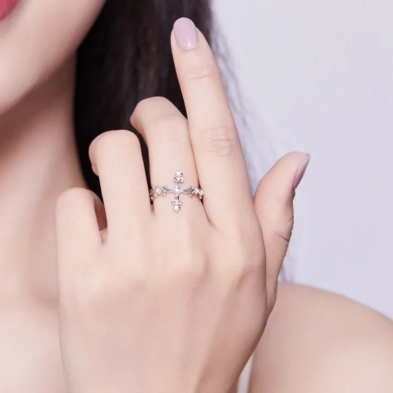 (bilde for) Pandora Style Silver Cross Open Ring - BSR041 - Vis 6