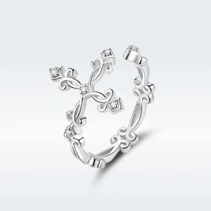 (bilde for) Pandora Style Silver Cross Open Ring - BSR041