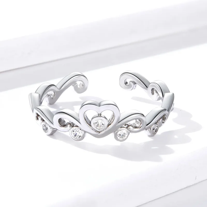 (bilde for) Pandora Style Silver Crown Open Ring - BSR105 - Vis 2