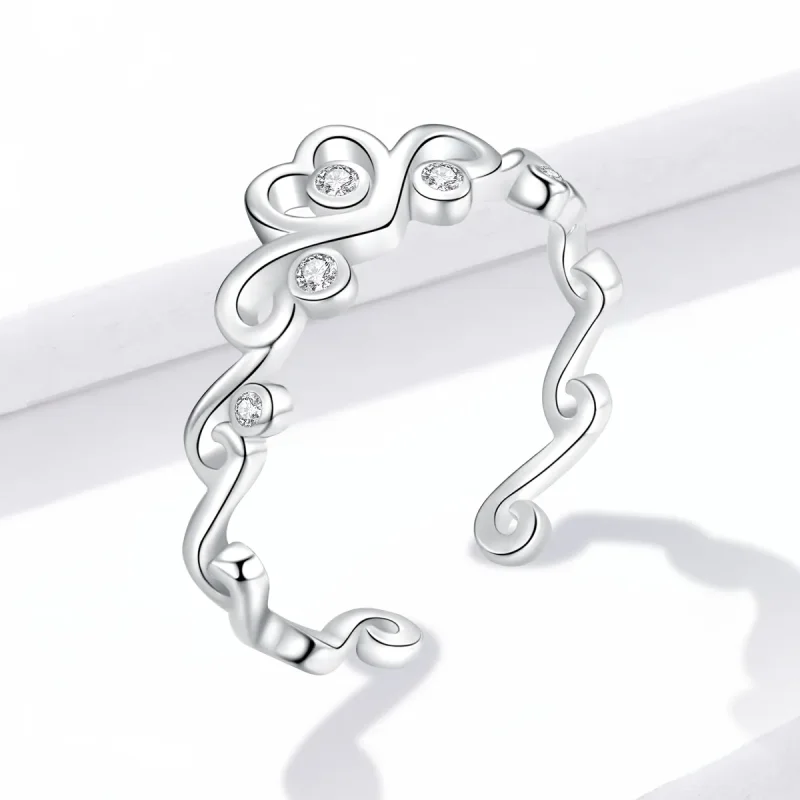 (bilde for) Pandora Style Silver Crown Open Ring - BSR105 - Vis 4