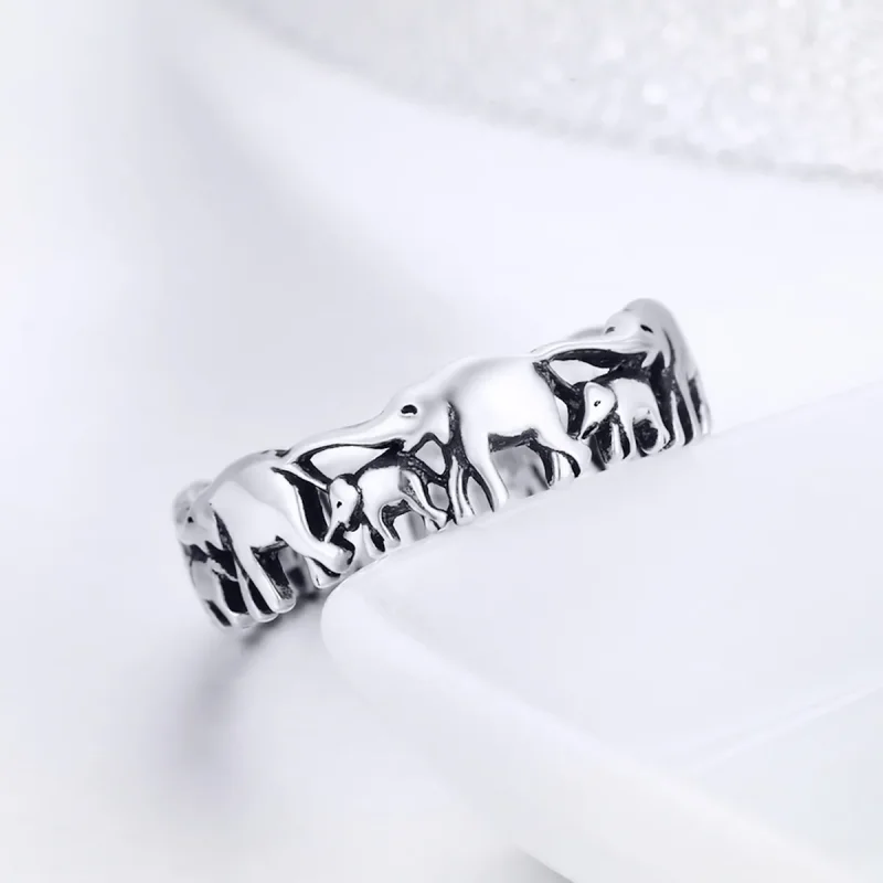(bilde for) Pandora Style Silver Elephant Family Ring - SCR344 - Vis 2