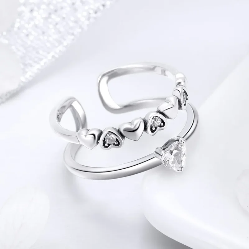 (bilde for) Pandora Style Silver Exquisite Heart Ring - SCR429 - Vis 3