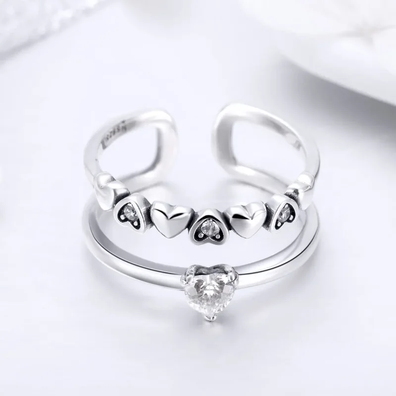 (bilde for) Pandora Style Silver Exquisite Heart Ring - SCR429 - Vis 4