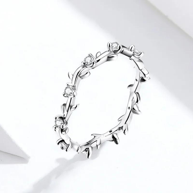 (bilde for) Pandora Style Silver Flower Crown Ring - SCR625 - Vis 2