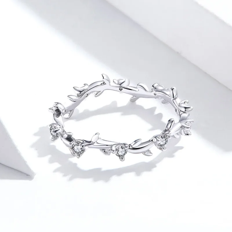 (bilde for) Pandora Style Silver Flower Crown Ring - SCR625 - Vis 4
