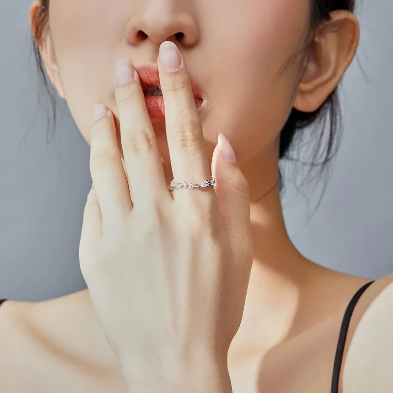 (bilde for) Pandora Style Silver Flower Crown Ring - SCR625 - Vis 5