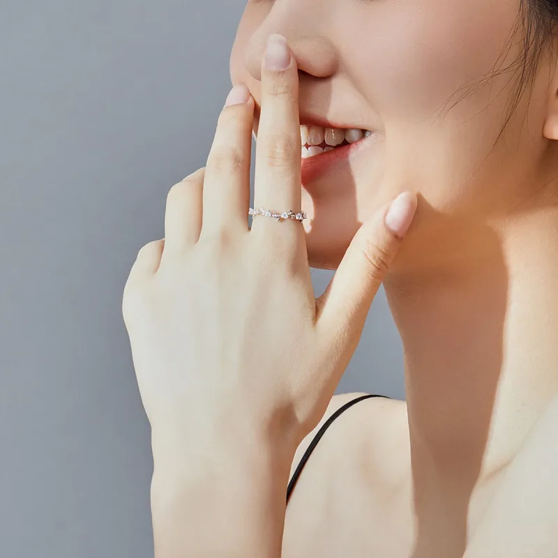 (bilde for) Pandora Style Silver Flower Crown Ring - SCR625 - Vis 7