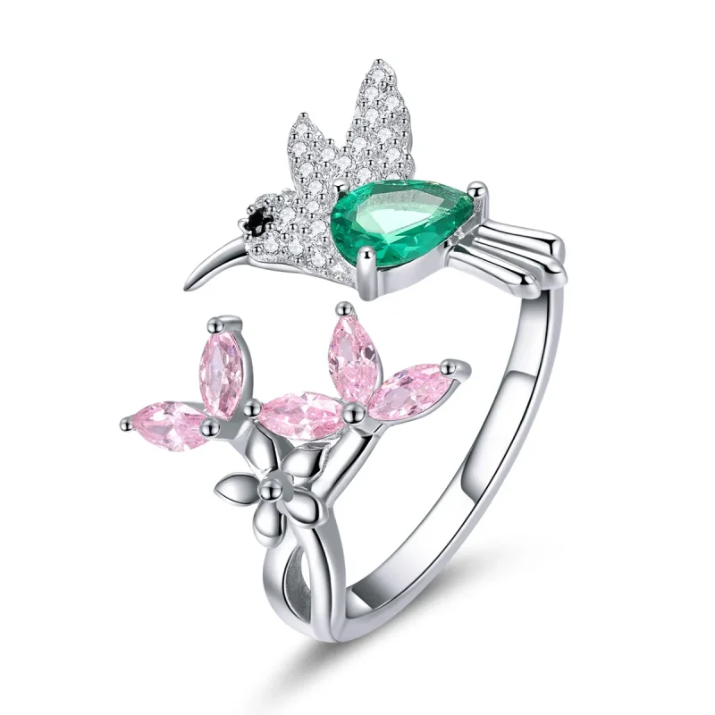 (bilde for) Pandora Style Silver Gift of Hummingbird Open Ring - BSR016 - Vis 3