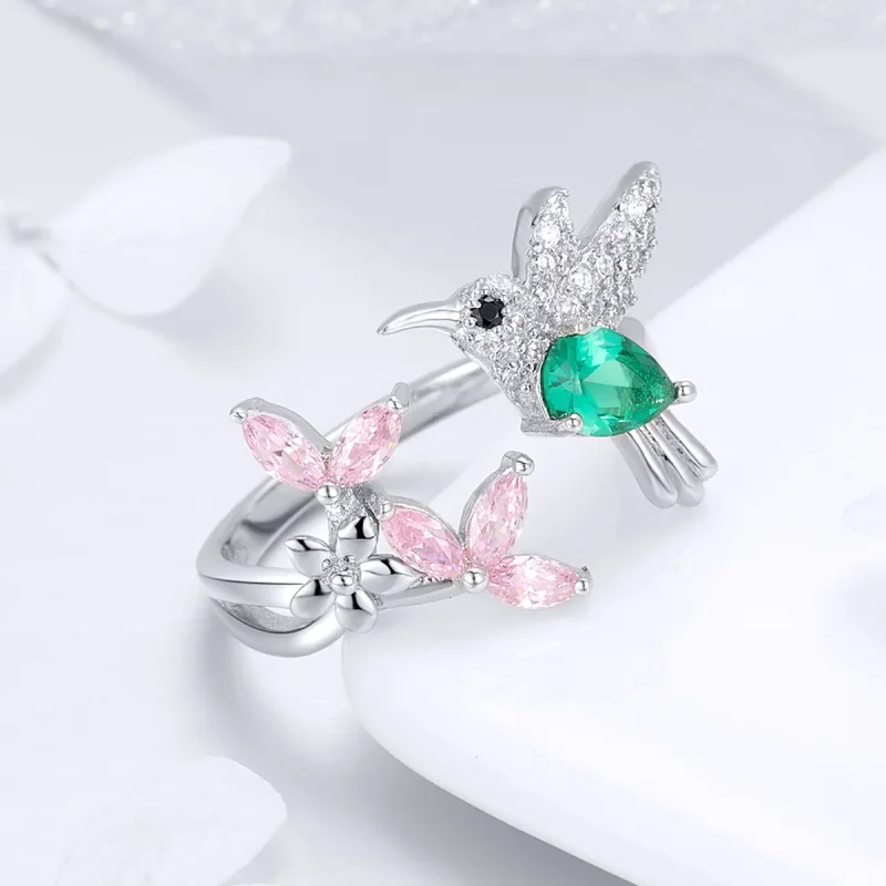 (bilde for) Pandora Style Silver Gift of Hummingbird Open Ring - BSR016 - Vis 4