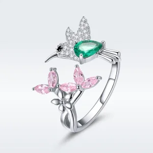 (bilde for) Pandora Style Silver Gift of Hummingbird Open Ring - BSR016