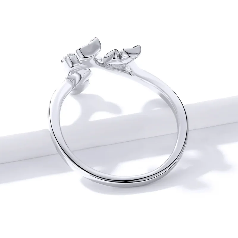 (bilde for) Pandora Style Silver Ginkgo Leaf Open Ring - BSR097 - Vis 4