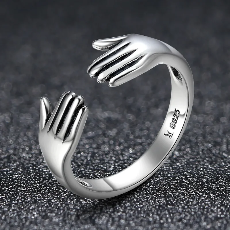 (bilde for) Pandora Style Silver Give Me A Hug Ring - SCR136 - Vis 3