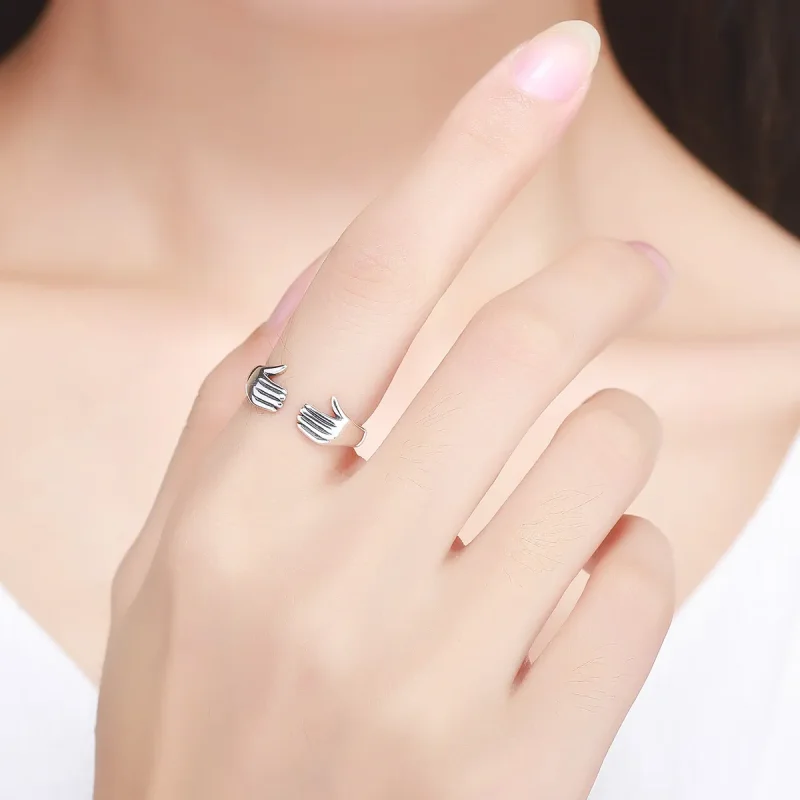 (bilde for) Pandora Style Silver Give Me A Hug Ring - SCR136 - Vis 6