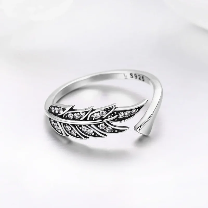 (bilde for) Pandora Style Silver Gorgeous Leaves Ring - SCR313 - Vis 5