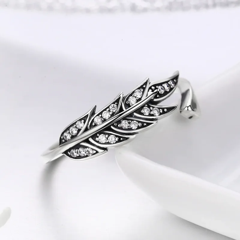(bilde for) Pandora Style Silver Gorgeous Leaves Ring - SCR313 - Vis 6