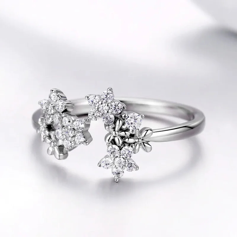 (bilde for) Pandora Style Silver Gypsophila Open Ring - BSR021 - Vis 2