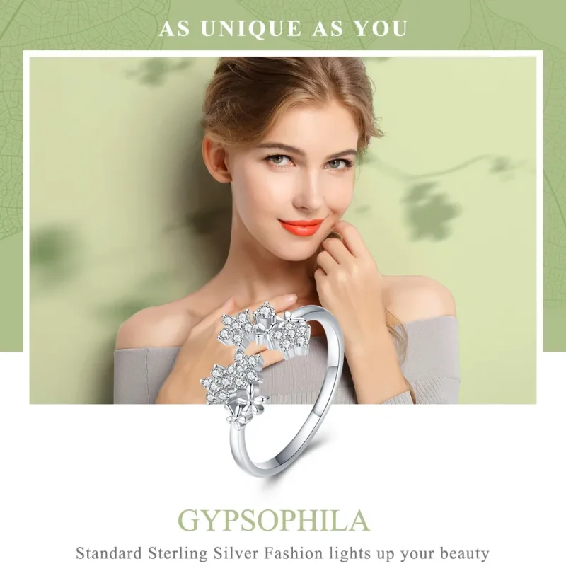 (bilde for) Pandora Style Silver Gypsophila Open Ring - BSR021 - Vis 6