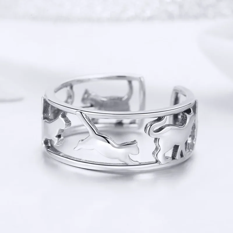 (bilde for) Pandora Style Silver Happy Cats Ring - SCR473 - Vis 3