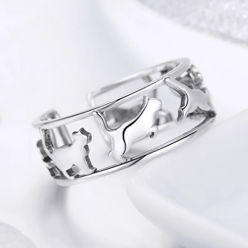 (bilde for) Pandora Style Silver Happy Cats Ring - SCR473 - Vis 4