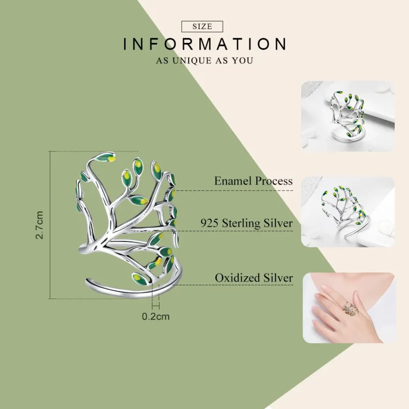 (bilde for) Pandora Style Silver Life Tree Ring - SCR454 - Vis 3
