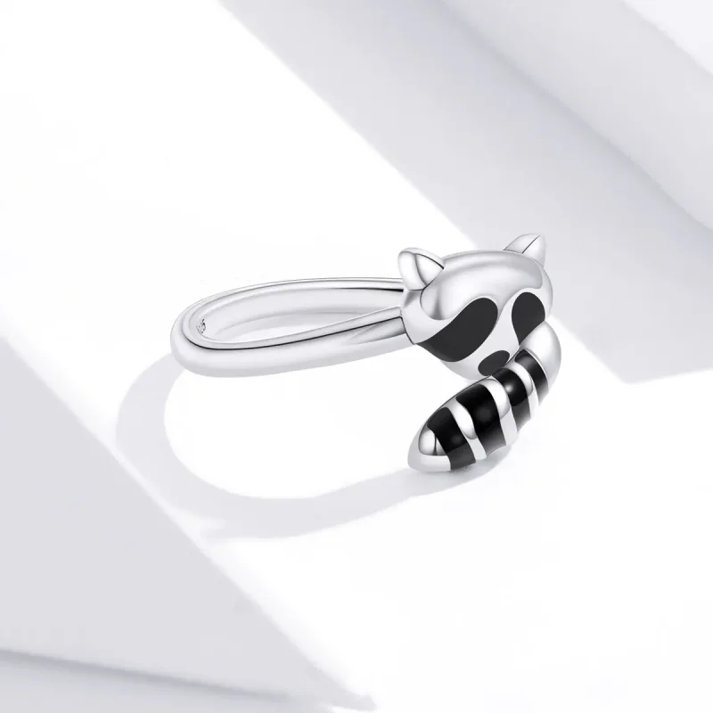 (bilde for) Pandora Style Silver Little Raccoon Open Ring - SCR652 - Vis 4