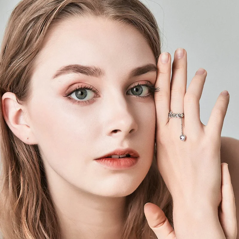 (bilde for) Pandora Style Silver Love Ring - SCR246 - Vis 7