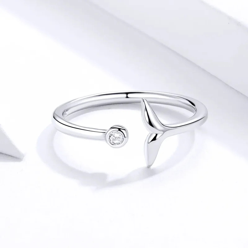 (bilde for) Pandora Style Silver Mermaid Tear Open Ring - SCR618-A - Vis 3