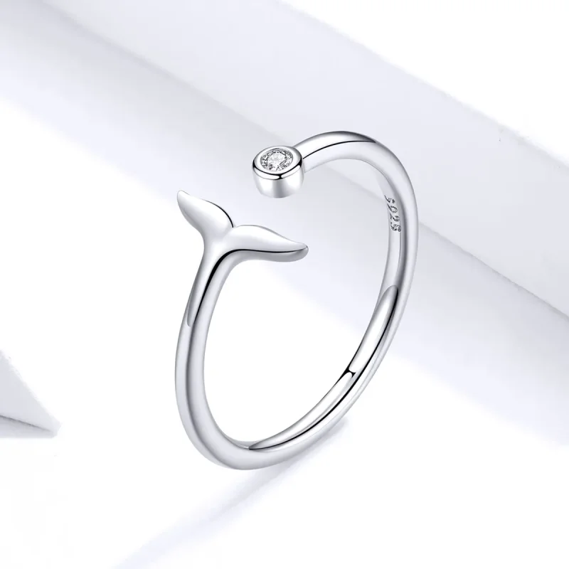 (bilde for) Pandora Style Silver Mermaid Tear Open Ring - SCR618-A - Vis 4