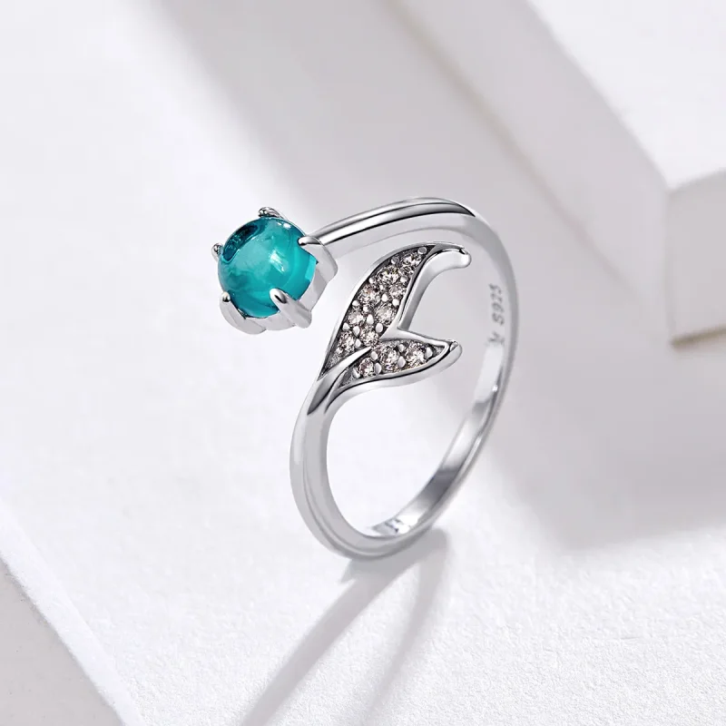 (bilde for) Pandora Style Silver Mermaid's Tear Ring - SCR515 - Vis 2