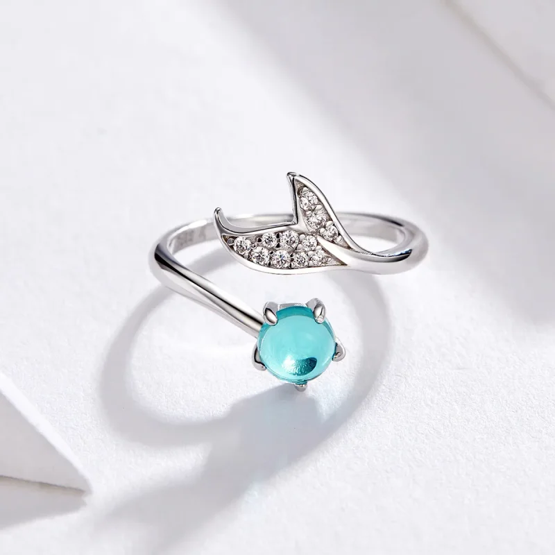 (bilde for) Pandora Style Silver Mermaid's Tear Ring - SCR515 - Vis 4