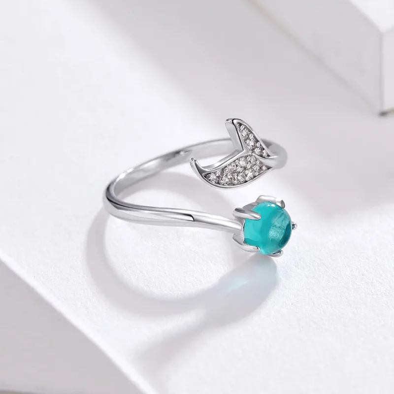 (bilde for) Pandora Style Silver Mermaid's Tear Ring - SCR515 - Vis 5