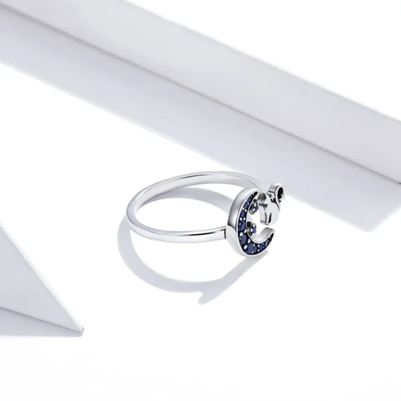 (bilde for) Pandora Style Silver Moon & Cat Open Ring - SCR677 - Vis 3