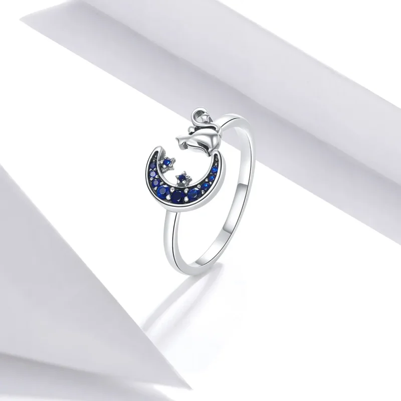 (bilde for) Pandora Style Silver Moon & Cat Open Ring - SCR677 - Vis 4
