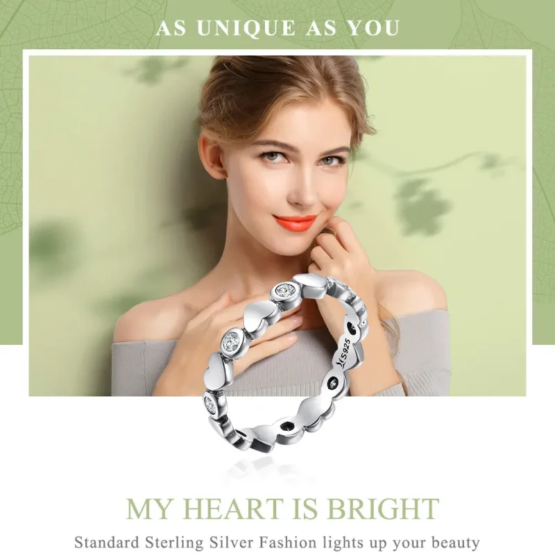 (bilde for) Pandora Style Silver My Heart Is Bright Ring - SCR164 - Vis 2