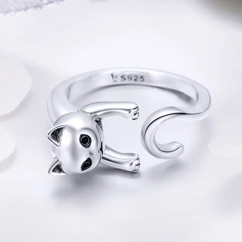 (bilde for) Pandora Style Silver Naughty Cat Ring - SCR409 - Vis 3
