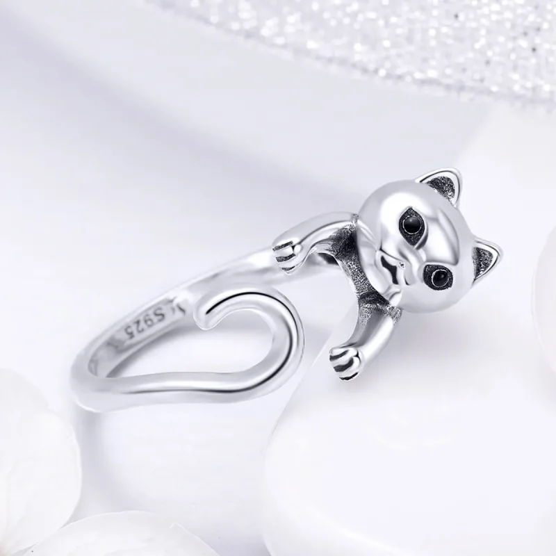 (bilde for) Pandora Style Silver Naughty Cat Ring - SCR409 - Vis 4
