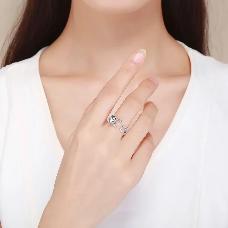 (bilde for) Pandora Style Silver Naughty Cat Ring - SCR409 - Vis 5
