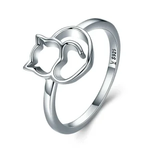 (bilde for) Pandora Style Silver Naughty Kitten Ring - SCR104