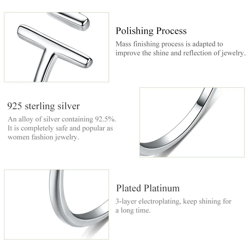 (bilde for) Pandora Style Silver Parallel Lines Open Ring - SCR555 - Vis 3