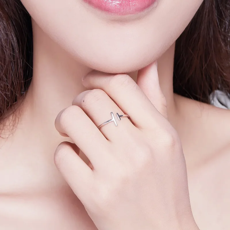 (bilde for) Pandora Style Silver Parallel Lines Open Ring - SCR555 - Vis 8