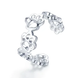 (bilde for) Pandora Style Silver Paw Trail Ring - SCR424
