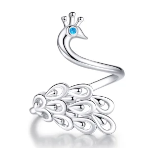 Pandora Style Silver Peacock Open Ring - SCR592 (bilde for) Pandora Style Silver Peacock Open Ring - SCR592