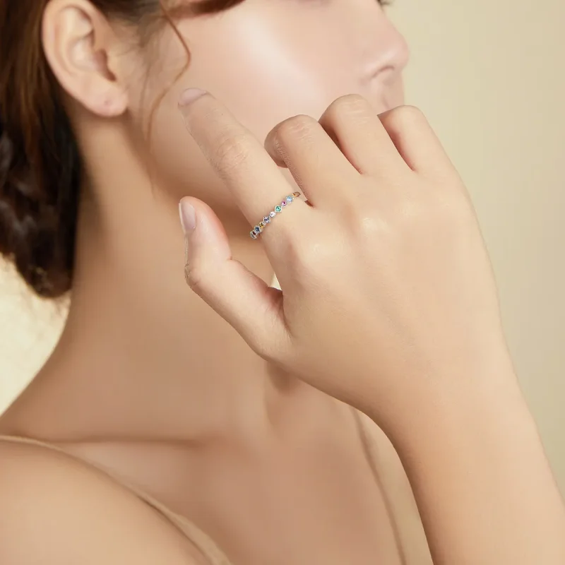 (bilde for) Pandora Style Silver Rainbow Ring - SCR697 - Vis 6