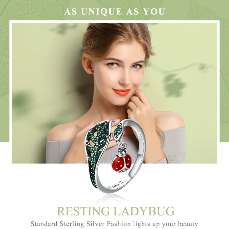 (bilde for) Pandora Style Silver Resting Ladybug Ring - SCR310 - Vis 2