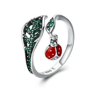 Pandora Style Silver Resting Ladybug Ring - SCR310 (bilde for) Pandora Style Silver Resting Ladybug Ring - SCR310