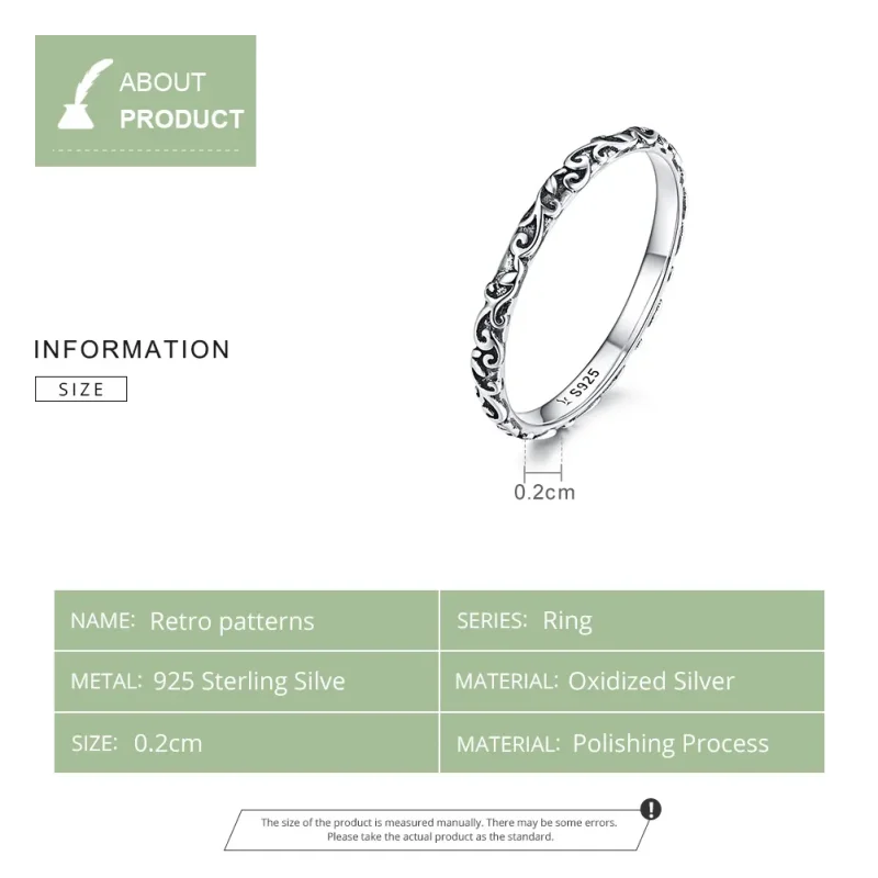 (bilde for) Pandora Style Silver Retro Patterns Ring - SCR513 - Vis 6