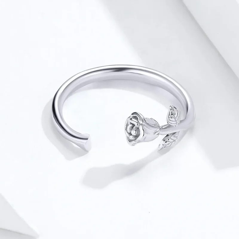 (bilde for) Pandora Style Silver Rose Flower Open Ring - BSR065 - Vis 3